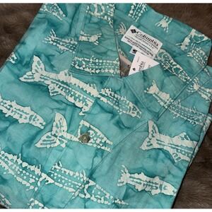 Columbia Barracuda Batik S/S Shirt Men's XL Gulf Stream NWT Aqua White